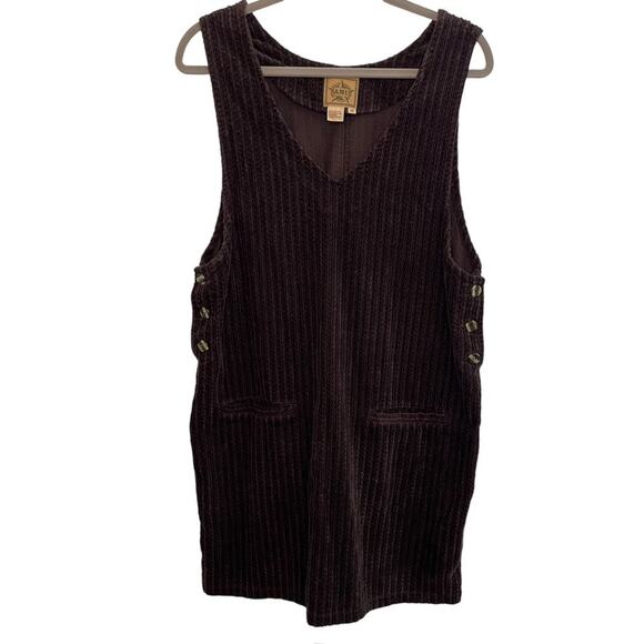 Vintage 90s AMI Paris Jumper Dress Corduroy Brown Medium Pockets Cottagecore - Picture 1 of 9
